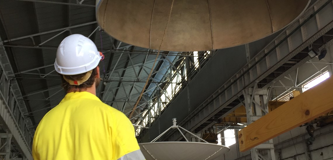 Operating the old gantry crane at Sembawang shipyard